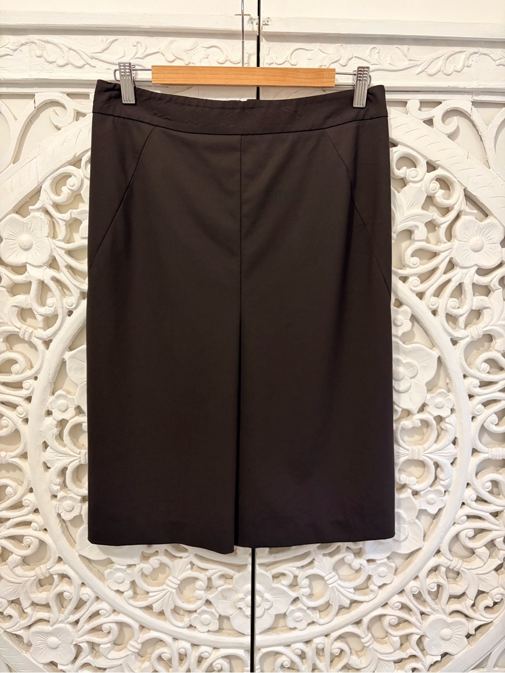 Theory Black Wool Blend Pencil Skirt Size 4 Made in USA